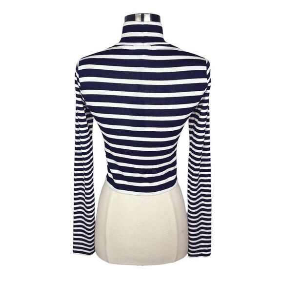 rag & bone The Knit Stripe Cropped Turtleneck Top - Size XS - Picture 4 of 6
